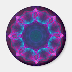 Blau und Rosa Neon Dark Kaleidoskop Gradient Magnet
