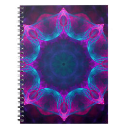 Blau und Rosa Neon Dark Kaleidoskop Gradient Notizblock