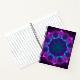 Blau und Rosa Neon Dark Kaleidoskop Gradient Notizblock