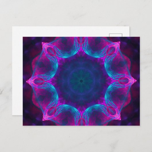 Blau und Rosa Neon Dark Kaleidoskop Gradient Postkarte (Vorne/Hinten)