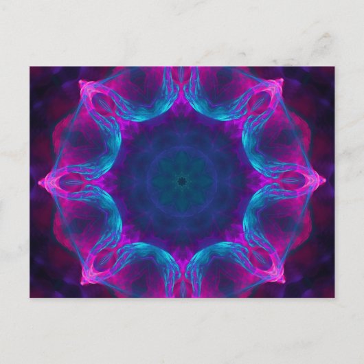 Blau und Rosa Neon Dark Kaleidoskop Gradient Postkarte (Vorderseite)