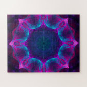Blau und Rosa Neon Dark Kaleidoskop Gradient Puzzle (Horizontal)