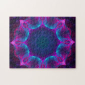 Blau und Rosa Neon Dark Kaleidoskop Gradient Puzzle (Horizontal)