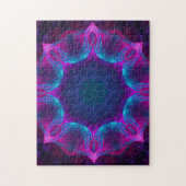 Blau und Rosa Neon Dark Kaleidoskop Gradient Puzzle (Vertikal)