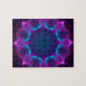 Blau und Rosa Neon Dark Kaleidoskop Gradient Puzzle (Horizontal)
