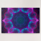 Blau und Rosa Neon Dark Kaleidoskop Gradient Puzzle (Horizontal)