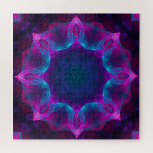 Blau und Rosa Neon Dark Kaleidoskop Gradient Puzzle (Horizontal)