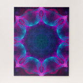 Blau und Rosa Neon Dark Kaleidoskop Gradient Puzzle (Vertikal)