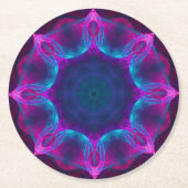 Blau und Rosa Neon Dark Kaleidoskop Gradient Runder Pappuntersetzer (Vorderseite)