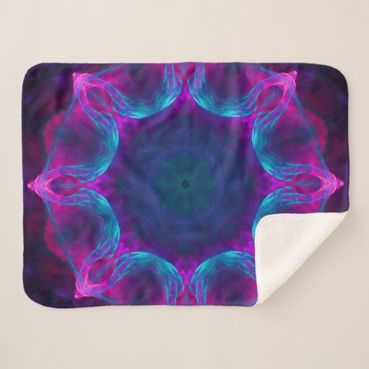 Blau und Rosa Neon Dark Kaleidoskop Gradient Sherpadecke (Vorderseite (Horizontal))