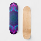 Blau und Rosa Neon Dark Kaleidoskop Gradient Skateboard (Vorderseite)