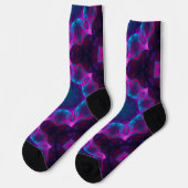 Blau und Rosa Neon Dark Kaleidoskop Gradient Socken (Linkes Detail)