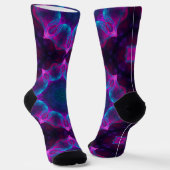 Blau und Rosa Neon Dark Kaleidoskop Gradient Socken (Gewinkelt)