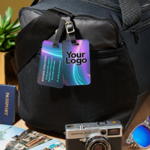 Blau und rosa Neon Serenity Swirl mit Logo Gepäckanhänger