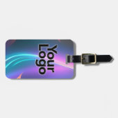 Blau und rosa Neon Serenity Swirl mit Logo Gepäckanhänger (Vorderseite horizontal)
