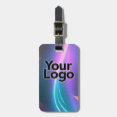 Blau und rosa Neon Serenity Swirl mit Logo Gepäckanhänger (Vorderseite vertikal)
