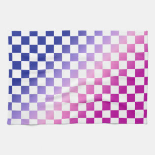 Blau und Rosa Ombre Karomuster Geschirrtuch