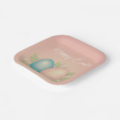 Blau- und rosa Ostereier und Frühlingsblüten Pappteller (Gewinkelt)