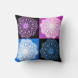 Blau und rosa Pop Art Doily Kissen