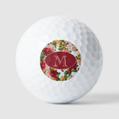 Blau- und rosa Rosenblumen Golfball (Vorderseite)
