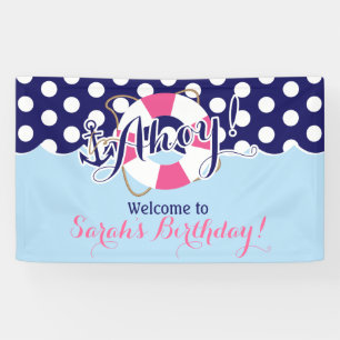 Blau und Rosa, Segler, Schöner Geburtstag Banner