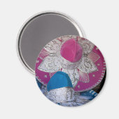 Blau und Rosa Sombreros Magnet (Vorderseite/Rückseite)