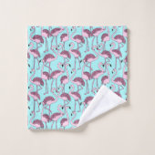 Blau und rosa Tropisches Flamingo Set Handtuch (Waschlappen)