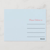 Blau und Rosa Vielen Dank Postkarte (Rückseite)