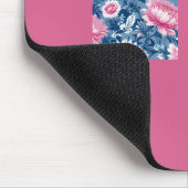 Blau und Rosa Vintag Moderne Blüten Mousepad (Ecke)