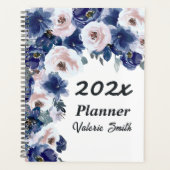 Blau und Rosa Wasserfarben Winter Floral Planer (Vorderseite)