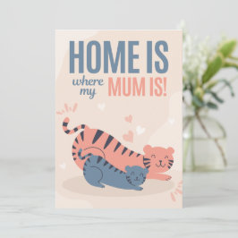 Blau und Rosa Zuhause ist der Tag meiner Mama Feiertagskarte