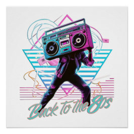 Blau und rosa Zurück zum 80er-Poster Poster