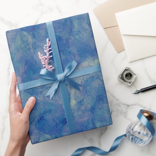 Blau- und rosafarbene Marmor Akrylabstraktion Geschenkpapier (Schenken)