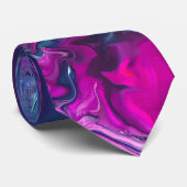 Blau- und rosafarbene Marmor Akrylabstraktion Krawatte (Gerollt)