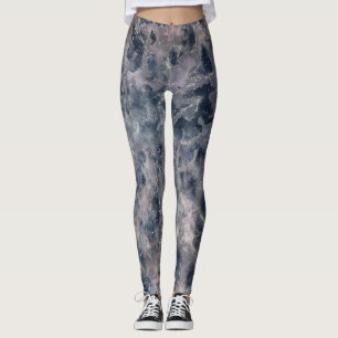 Blau und rosafarbenes Rosa abstraktes Aquarell-Sta Leggings