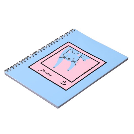 Blau- und Rosatöne der Niedlichen Katze Notizblock (Linke Seite)