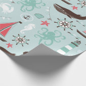 Blau und Rose des Meeres Geschenkpapier (Ecke)