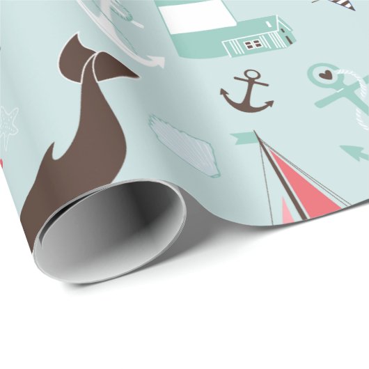 Blau und Rose des Meeres Geschenkpapier (Rolleneckpunkt)