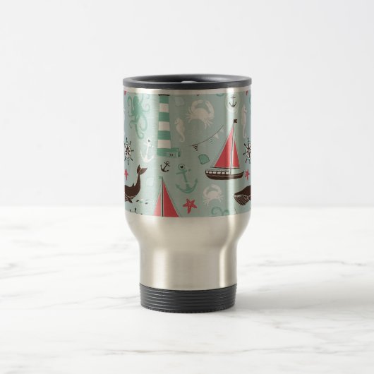 Blau und Rose des Meeres Reisebecher (Mittel)