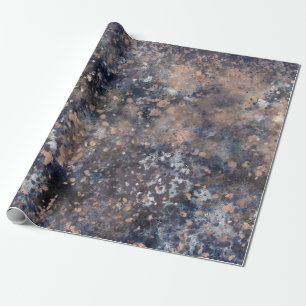 Blau- und Roségold-Farbspritzer abstrakter Glamour Geschenkpapier