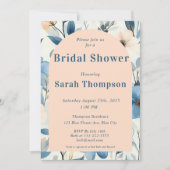 Blau und Rosen Aquarell Brautparty Einladung (Vorderseite)