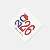 Blau und Rot 2025 Abschluss mit Name Serviette (Ecke)