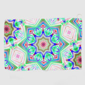 Blau und Rot 8 Sterne Kaleidoskop Golfhandtuch (Horizontal)