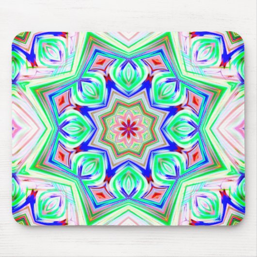 Blau und Rot 8 Sterne Kaleidoskop Mousepad (Vorne)