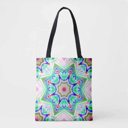 Blau und Rot 8 Sterne Kaleidoskop Tasche (Vorderseite)