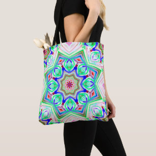 Blau und Rot 8 Sterne Kaleidoskop Tasche
