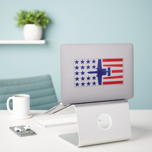 Blau und Rot A-10 US Flagge Aufkleber (Laptop auf Schreibtisch)