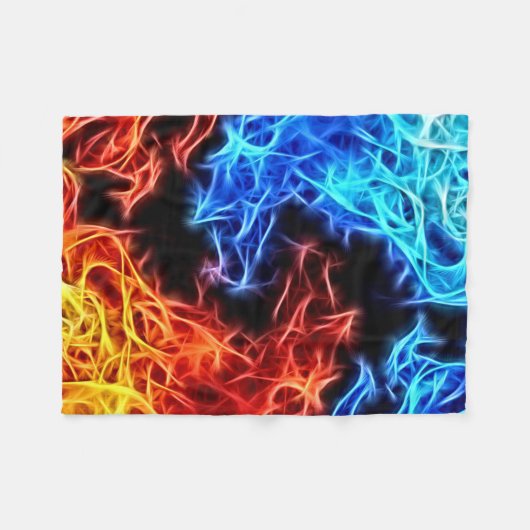 Blau und Rot flammt Energiemuster-Fleece Throw Fleecedecke (Vorderseite (Horizontal))