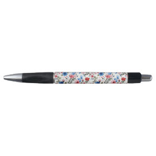Blau und Rot floral Kugelschreiber