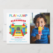 Blau und Rot-Foto spielen und springen Einladung (Vorderseite)